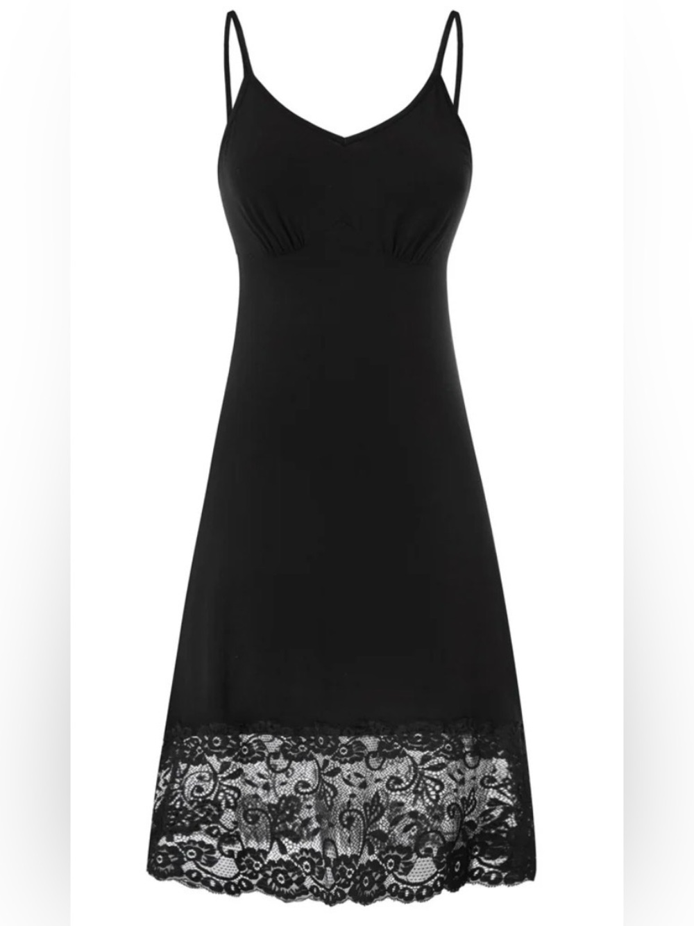 Black Lace-Trim Midi Slip Dress - Women